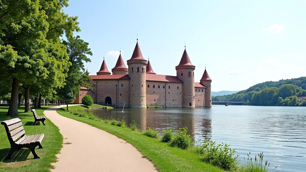 Wawel na tle Wisły — malowniczy widok z brzegu rzeki